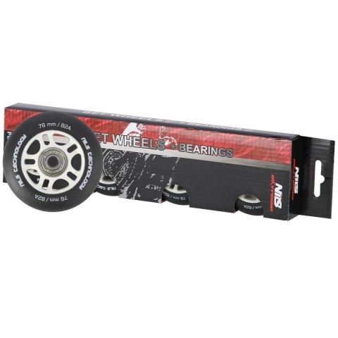 PU 76x24 82A CZARNE MATOWE (4 szt.) + ABEC-9 (8 szt.) ZESTAW NILS EXTREME NILS EXTREME