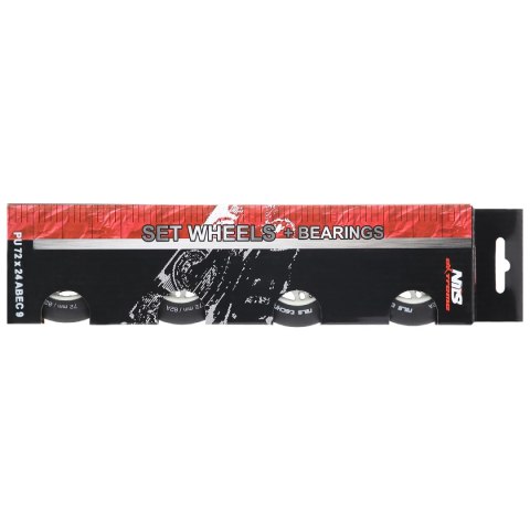 PU 76x24 82A CZARNE MATOWE (4 szt.) + ABEC-9 (8 szt.) ZESTAW NILS EXTREME NILS EXTREME