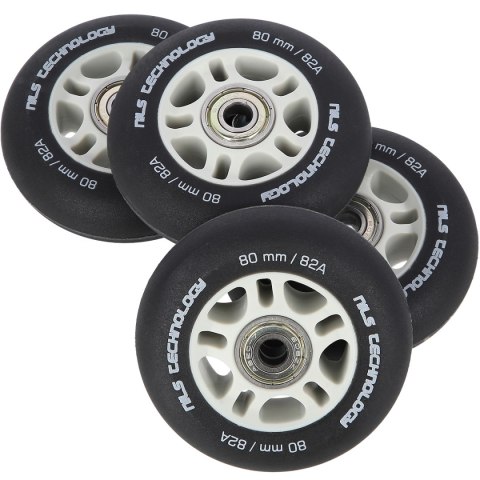PU 80x24 82A CZARNE MATOWE (4 szt.) + ABEC-9 (8 szt.) ZESTAW NILS EXTREME NILS EXTREME