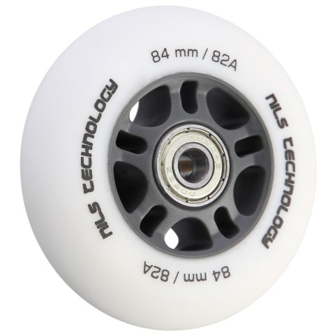 PU 84x24 82A BIAŁE MATOWE (4 szt.) + ABEC-9 CHROME (8 szt.) ZESTAW NILS EXTREME NILS EXTREME