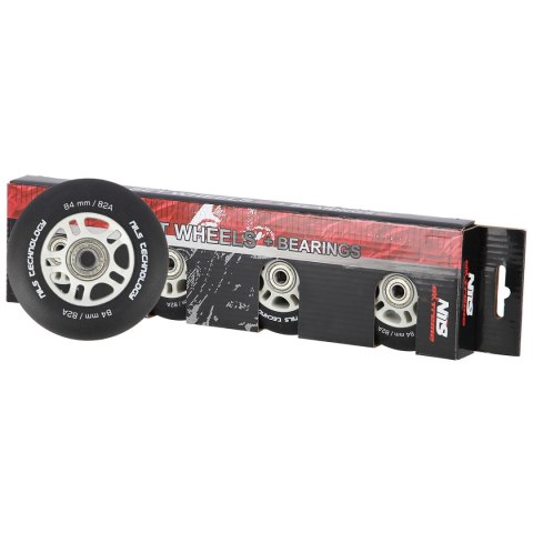 PU 84x24 82A CZARNE MATOWE (4 szt.) + ABEC-9 CHROME (8 szt.) ZESTAW NILS EXTREME NILS EXTREME
