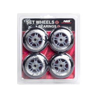 PU 90x24 82A CZARNE (4 szt.) + ABEC-9 CHROME (8 szt.) ZESTAW NILS EXTREME NILS EXTREME