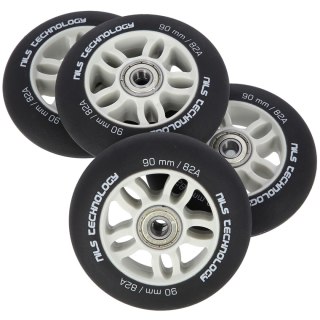PU 90x24 82A CZARNE MATOWE (4 szt.) + ABEC-9 CHROME (8 szt.) ZESTAW NILS EXTREME NILS EXTREME