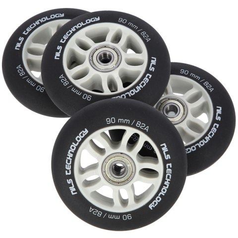 PU 90x24 82A CZARNE MATOWE (4 szt.) + ABEC-9 CHROME (8 szt.) ZESTAW NILS EXTREME NILS EXTREME