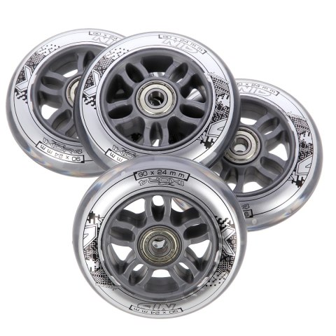 PU 90x24 82A PRZEZROCZYSTE (4 szt.) + ABEC-7 CHROME (8 szt.) ZESTAW NILS EXTREME NILS EXTREME