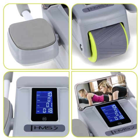 KA08 GRAY ABS AUTOMATYCZNE KOŁO DO ĆWICZEŃ MIĘŚNI BRZUCHA Z WYŚWIETLACZEM LCD I ŁADOWANIEM HMS HMS