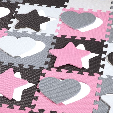 MD03 MATA DZIECIĘCA PUZZLE KOJEC PINK HEARTS 36 ELEMENTÓW 140x140CM NILS FUN NILS FUN
