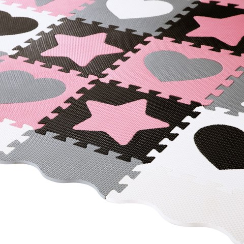 MD03 MATA DZIECIĘCA PUZZLE KOJEC PINK HEARTS 36 ELEMENTÓW 140x140CM NILS FUN NILS FUN