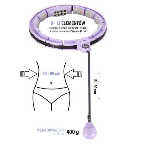 HHM13 HULA HOP VIOLET Z MAGNESAMI I OBCIĄŻNIKIEM + LICZNIK HMS HMS
