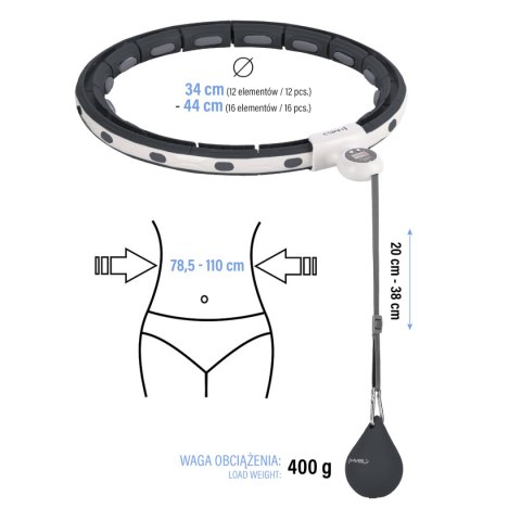 HHM15 HULA HOP BLACK Z MAGNESEM I OBCIĄŻNIKIEM + LICZNIK HMS HMS