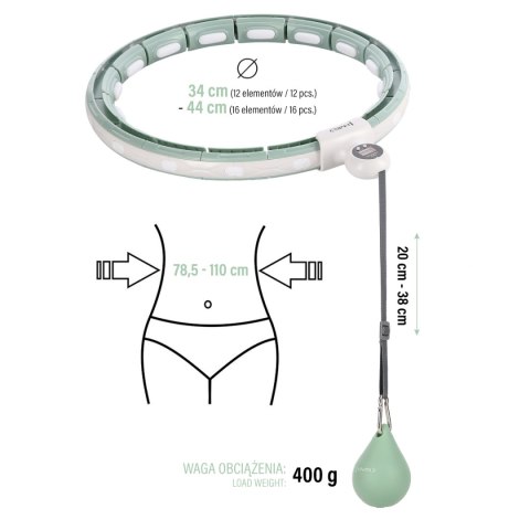 HHM15 HULA HOP GREEN Z MAGNESEM I OBCIĄŻNIKIEM + LICZNIK HMS HMS