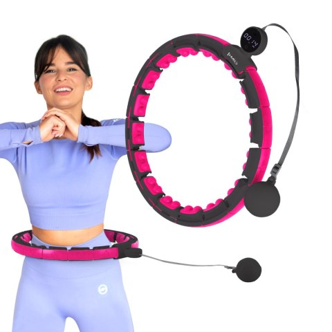 HHM16 HULA HOP BLACK/PINK Z MAGNESAMI I OBCIĄŻNIKIEM + LICZNIK HMS HMS