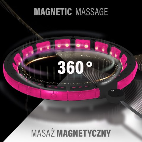 HHM16 HULA HOP BLACK/PINK Z MAGNESAMI I OBCIĄŻNIKIEM + LICZNIK HMS HMS