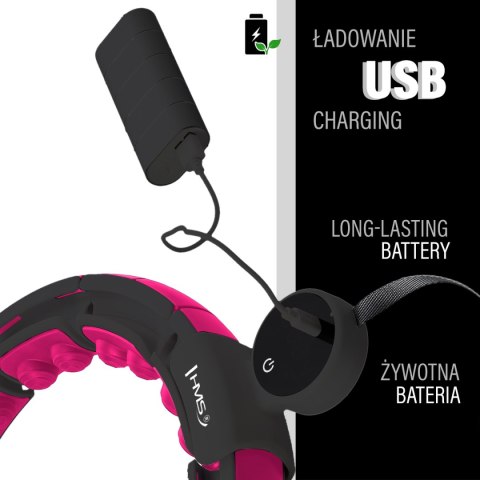 HHM16 HULA HOP BLACK/PINK Z MAGNESAMI I OBCIĄŻNIKIEM + LICZNIK HMS HMS