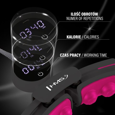 HHM16 HULA HOP BLACK/PINK Z MAGNESAMI I OBCIĄŻNIKIEM + LICZNIK HMS HMS