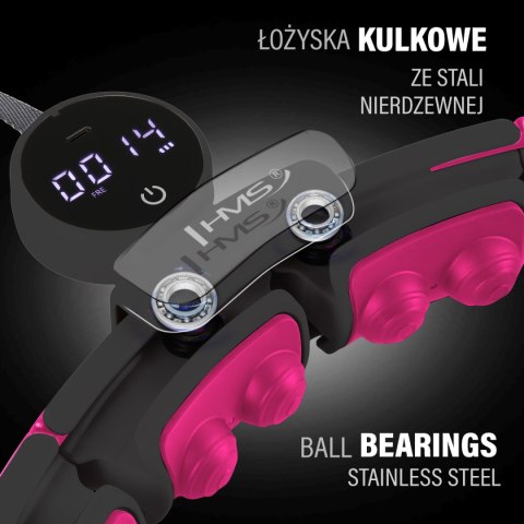 HHM16 HULA HOP BLACK/PINK Z MAGNESAMI I OBCIĄŻNIKIEM + LICZNIK HMS HMS