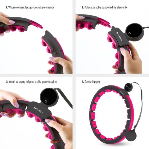 HHM16 HULA HOP BLACK/PINK Z MAGNESAMI I OBCIĄŻNIKIEM + LICZNIK HMS HMS
