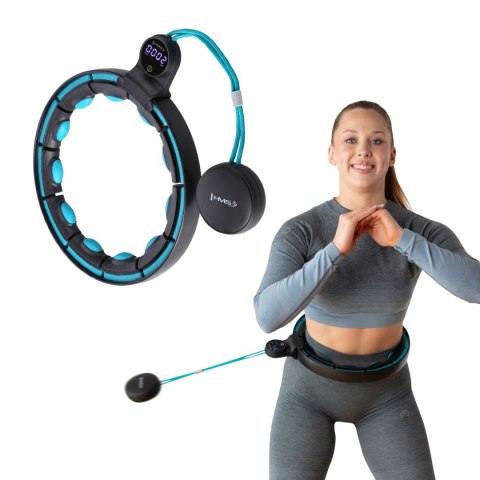 HHM17 HULA HOP BLACK/TURQUOISE Z MAGNESAMI I OBCIĄŻNIKIEM + LICZNIK HMS HMS