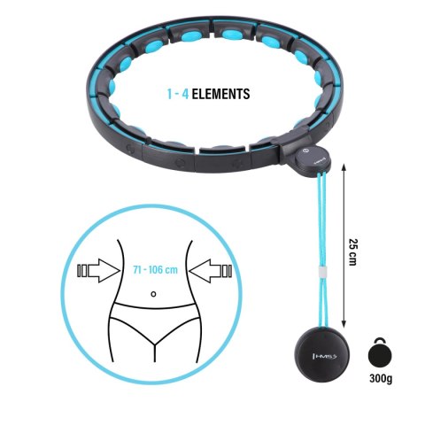 HHM17 HULA HOP BLACK/TURQUOISE Z MAGNESAMI I OBCIĄŻNIKIEM + LICZNIK HMS HMS