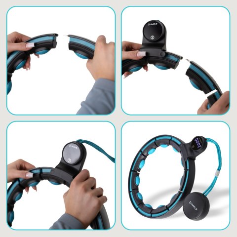 HHM17 HULA HOP BLACK/TURQUOISE Z MAGNESAMI I OBCIĄŻNIKIEM + LICZNIK HMS HMS