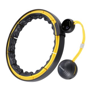 HHM21 HULA HOP BLACK/YELLOW Z MAGNESAMI, WYPUSTKAMI TPE I OBCIĄŻNIKIEM + LICZNIK HMS HMS
