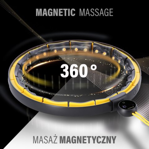 HHM21 HULA HOP BLACK/YELLOW Z MAGNESAMI, WYPUSTKAMI TPE I OBCIĄŻNIKIEM + LICZNIK HMS HMS