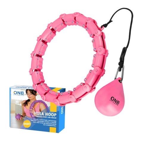OHA02 HULA HOP PINK Z WYPUSTKAMI I OBCIĄŻNIKIEM ONE FITNESS ONE FITNESS