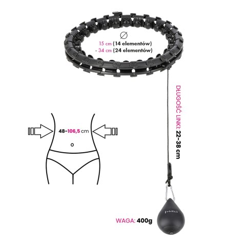 ZESTAW HULA HOP HHW01 BLACK Z WYPUSTKAMI I OBCIĄŻNIKIEM HMS + PAS BR163 RED HMS