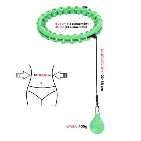ZESTAW HULA HOP HHW01 GREEN Z WYPUSTKAMI I OBCIĄŻNIKIEM HMS + PAS BR163 RED HMS