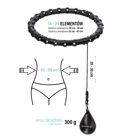 ZESTAW HULA HOP HHW02 BLACK Z WYPUSTKAMI I OBCIĄŻNIKIEM HMS + PAS BR163 RED HMS