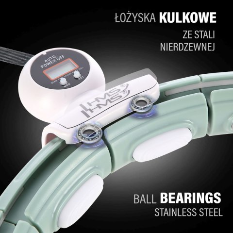 ZESTAW HULA HOP MAGNETYCZNY GREEN HHM15 Z LICZNIKIEM HMS + PAS WYSZCZUPLAJĄCY BR163 RED HMS