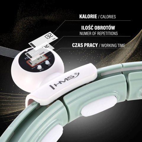 ZESTAW HULA HOP MAGNETYCZNY GREEN HHM15 Z LICZNIKIEM HMS + PAS WYSZCZUPLAJĄCY BR163 RED HMS