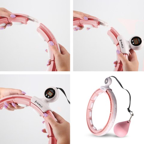 ZESTAW HULA HOP MAGNETYCZNY PINK HHM15 Z LICZNIKIEM HMS + PAS WYSZCZUPLAJĄCY BR163 RED HMS