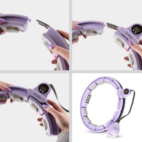 ZESTAW HULA HOP MAGNETYCZNY VIOLET HHM13 Z LICZNIKIEM HMS + PAS WYSZCZUPLAJĄCY BR163 RED HMS