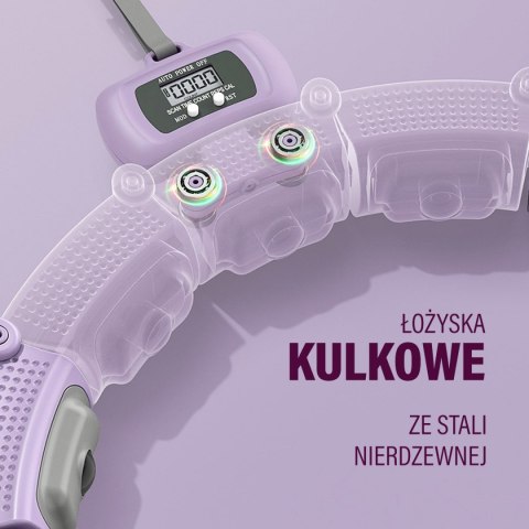 ZESTAW HULA HOP MAGNETYCZNY VIOLET HHM14 Z LICZNIKIEM HMS + PAS WYSZCZUPLAJĄCY BR163 BLACK HMS