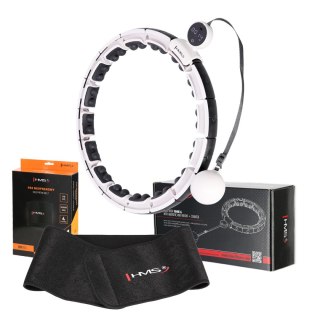 ZESTAW HULA HOP MAGNETYCZNY WHITE HHM16 Z LICZNIKIEM HMS + PAS WYSZCZUPLAJĄCY BR163 BLACK HMS