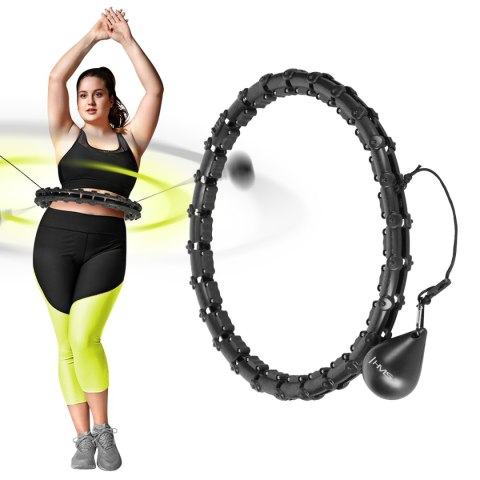 ZESTAW HULA HOP HHW11 BLACK Z WYPUSTKAMI I OBCIĄŻNIKIEM + PAS BR163 BLACK PLUS SIZE HMS HMS