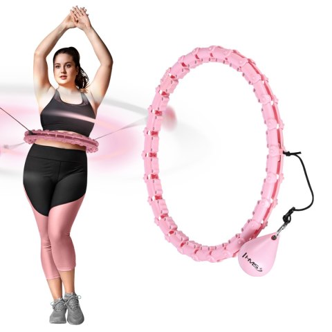 ZESTAW HULA HOP HHW11 LIGHT PINK Z WYPUSTKAMI I OBCIĄŻNIKIEM + PAS BR163 BLACK PLUS SIZE HMS HMS