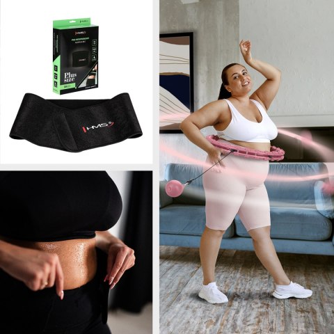 ZESTAW HULA HOP HHW11 LIGHT PINK Z WYPUSTKAMI I OBCIĄŻNIKIEM + PAS BR163 BLACK PLUS SIZE HMS HMS