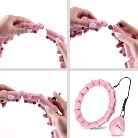 ZESTAW HULA HOP HHW11 LIGHT PINK Z WYPUSTKAMI I OBCIĄŻNIKIEM + PAS BR163 BLACK PLUS SIZE HMS HMS