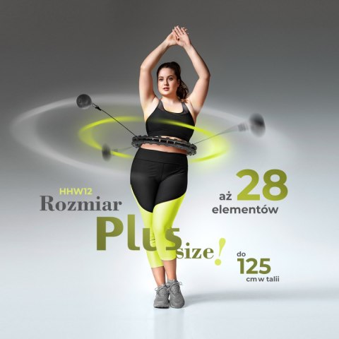 ZESTAW HULA HOP HHW12 BLACK Z WYPUSTKAMI I OBCIĄŻNIKIEM HMS + PAS BR163 BLACK PLUS SIZE HMS