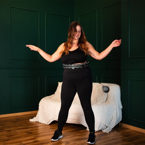 ZESTAW HULA HOP HHW12 BLACK Z WYPUSTKAMI I OBCIĄŻNIKIEM HMS + PAS BR163 BLACK PLUS SIZE HMS