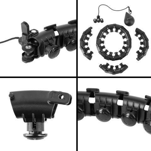 ZESTAW HULA HOP HHW12 BLACK Z WYPUSTKAMI I OBCIĄŻNIKIEM HMS + PAS BR163 BLACK PLUS SIZE HMS