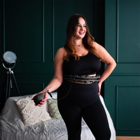 ZESTAW HULA HOP HHW12 BLACK Z WYPUSTKAMI I OBCIĄŻNIKIEM HMS + PAS BR163 BLACK PLUS SIZE HMS
