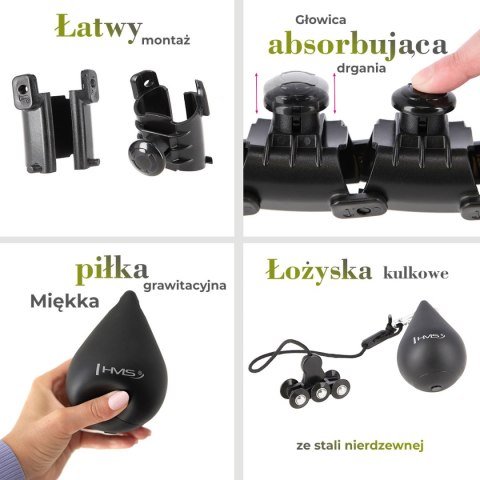 ZESTAW HULA HOP HHW12 BLACK Z WYPUSTKAMI I OBCIĄŻNIKIEM HMS + PAS BR163 BLACK PLUS SIZE HMS