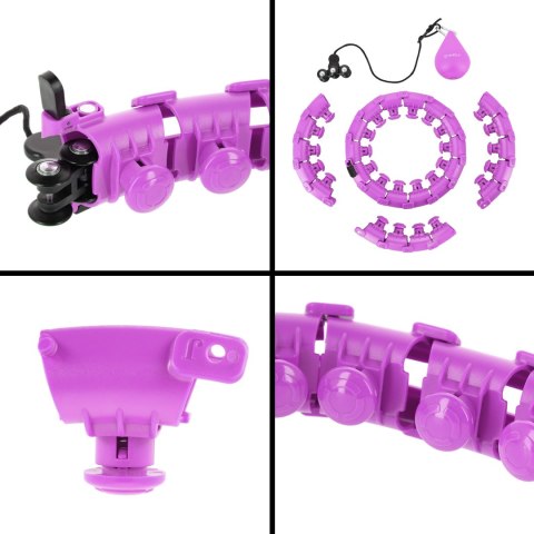 ZESTAW HULA HOP HHW12 VIOLET Z WYPUSTKAMI I OBCIĄŻNIKIEM HMS + PAS BR163 BLACK PLUS SIZE HMS