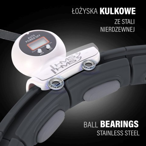 ZESTAW HULA HOP MAGNETYCZNY BLACK HHM15 Z LICZNIKIEM HMS + PAS WYSZCZUPLAJĄCY BR163 RED HMS