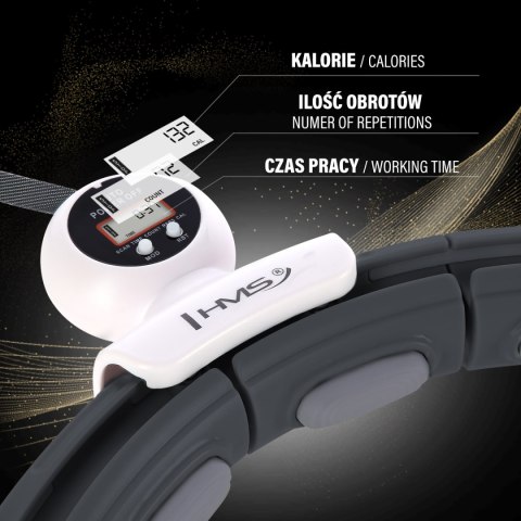ZESTAW HULA HOP MAGNETYCZNY BLACK HHM15 Z LICZNIKIEM HMS + PAS WYSZCZUPLAJĄCY BR163 RED HMS
