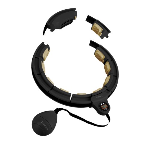 ZESTAW HULA HOP MAGNETYCZNY BLACK/GOLD HHM13 Z LICZNIKIEM HMS + PAS WYSZCZUPLAJĄCY BR163 BLACK HMS