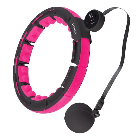 ZESTAW HULA HOP MAGNETYCZNY BLACK/PINK HHM16 Z LICZNIKIEM HMS + PAS WYSZCZUPLAJĄCY BR163 BLACK HMS